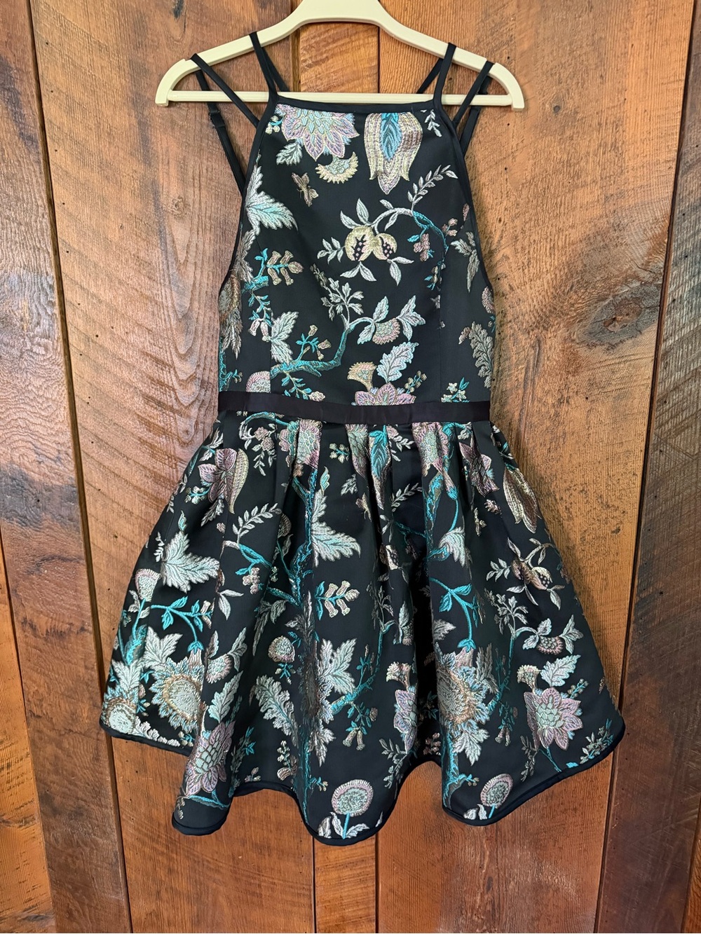 Kimchi Blue Hidden Dragon Jacquard Metallic Floral Mini Dress Whimsigoth HOCO